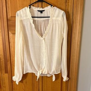 Zac & Rachel Ivory Ruffle Button-Up Blouse